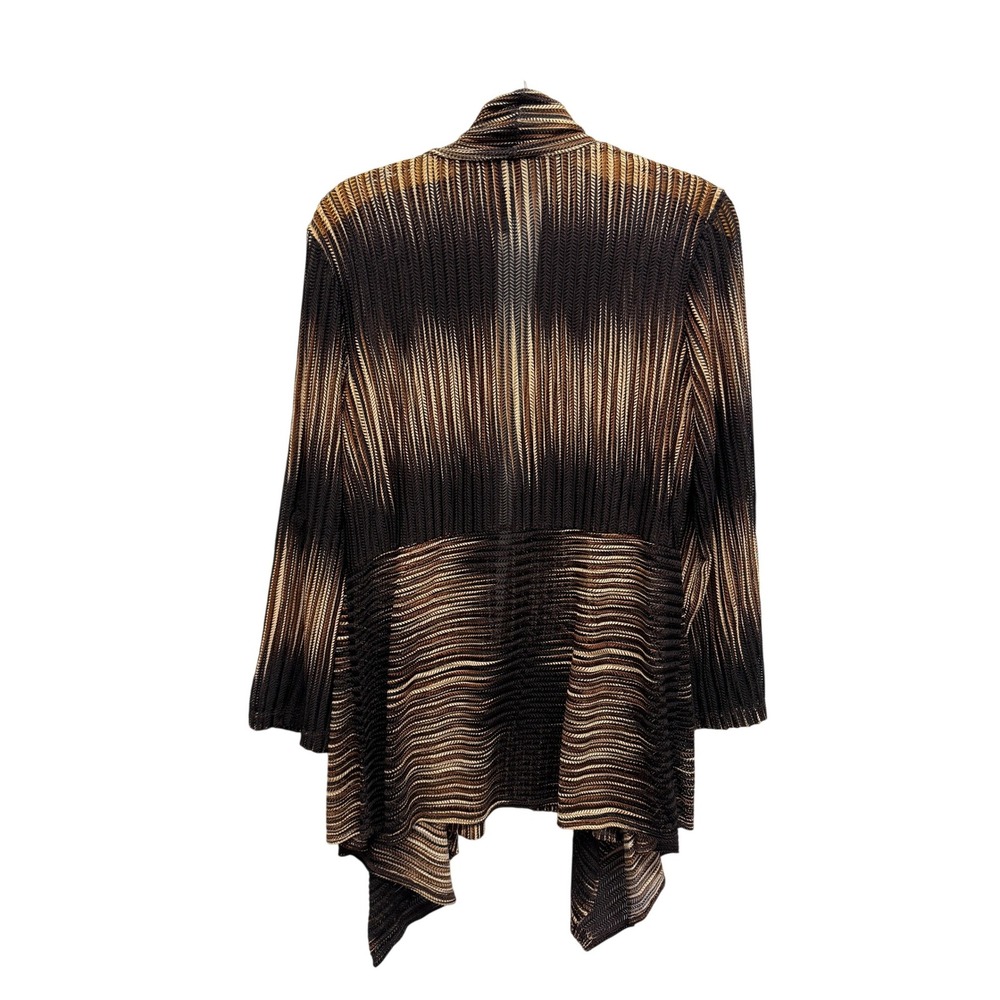 Chico's Travelers Cardigan Chevron Mesh Open Front 1 M Brown‎ Women SHEER